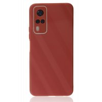 Newface Vivo Y51 Kılıf Glass Kapak - Bordo