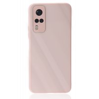 Newface Vivo Y53S Kılıf Glass Kapak - Pembe