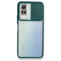 Newface Vivo Y51 Kılıf Palm Buzlu Kamera Sürgülü Silikon - Yeşil