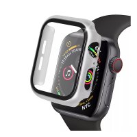 Newface Apple Watch 41mm Camlı Kasa Ekran Koruyucu - Gümüş