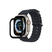 Newface Apple Watch Ultra 49mm Alüminyum Kasa Cam Ekran Koruyucu - Siyah