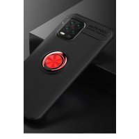 Newface Xiaomi Mi 10 Lite Kılıf Range Yüzüklü Silikon - Siyah-Kırmızı