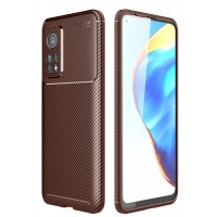 Newface Xiaomi Mi 10T Kılıf Auto Focus Karbon Kapak - Kahverengi