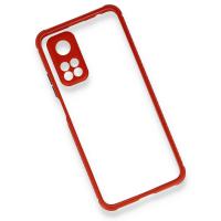 Newface Xiaomi Mi 10T Kılıf Miami Şeffaf Silikon - Kırmızı