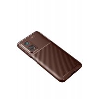 Newface Xiaomi Mi 10T Pro Kılıf Auto Focus Karbon Kapak - Kahverengi