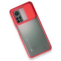 Newface Xiaomi Mi 10T Pro Kılıf Palm Buzlu Kamera Sürgülü Silikon - Kırmızı