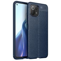 Newface Xiaomi Mİ 11 Lite Kılıf Focus Derili Silikon - Lacivert