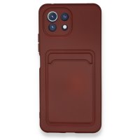 Newface Xiaomi Mİ 11 Lite Kılıf Kelvin Kartvizitli Silikon - Bordo