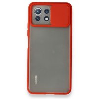 Newface Xiaomi Mİ 11 Lite Kılıf Palm Buzlu Kamera Sürgülü Silikon - Kırmızı