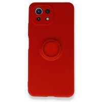 Newface Xiaomi Mİ 11 Lite Kılıf Viktor Yüzüklü Silikon - Kırmızı