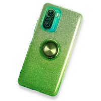 Newface Xiaomi Mi 11i Kılıf Simli Yüzüklü Silikon - Yeşil