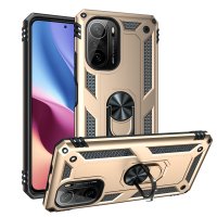Newface Xiaomi Mi 11i Kılıf Sofya Yüzüklü Silikon Kapak - Gold