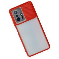 Newface Xiaomi Mi 11T Pro Kılıf Palm Buzlu Kamera Sürgülü Silikon - Kırmızı