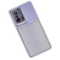 Newface Xiaomi Mi 11T Pro Kılıf Palm Buzlu Kamera Sürgülü Silikon - Lila