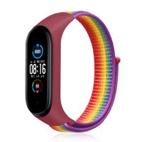 Newface Xiaomi Mi Band 6 Hasırlı Cırtcırtlı Kordon - Lacivert-Mor