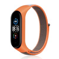 Newface Xiaomi Mi Band 4 Hasırlı Cırtcırtlı Kordon - Turuncu-Gri