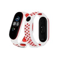 Newface Xiaomi Mi Band 3 Spor Delikli Kordon - Beyaz-Kırmızı