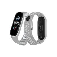 Newface Xiaomi Mi Band 5 Spor Delikli Kordon - Gri-Kırmızı