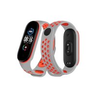 Newface Xiaomi Mi Band 4 Spor Delikli Kordon - Gri-Kırmızı