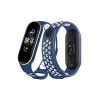 Newface Xiaomi Mi Band 5 Spor Delikli Kordon - Lacivert-Beyaz