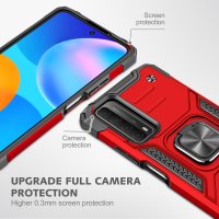Newface Huawei P Smart 2021 Kılıf Zegna Yüzüklü Silikon Kapak - Kırmızı