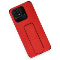 Newface Xiaomi Poco C40 Kılıf Mega Standlı Silikon - Kırmızı