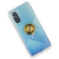 Newface Xiaomi Poco F3 Kılıf Gros Yüzüklü Silikon - Gold
