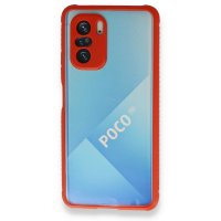 Newface Xiaomi Poco F3 Kılıf Miami Şeffaf Silikon  - Kırmızı