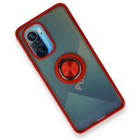 Newface Xiaomi Poco F3 Kılıf Montreal Yüzüklü Silikon Kapak - Kırmızı