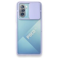 Newface Xiaomi Poco F3 Kılıf Palm Buzlu Kamera Sürgülü Silikon - Lila