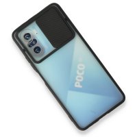 Newface Xiaomi Poco F3 Kılıf Palm Buzlu Kamera Sürgülü Silikon - Siyah