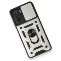 Newface Xiaomi Poco F3 Kılıf Pars Lens Yüzüklü Silikon - Gümüş