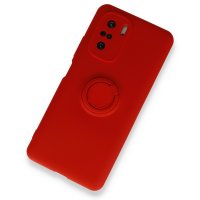 Newface Xiaomi Poco F3 Kılıf Viktor Yüzüklü Silikon - Kırmızı
