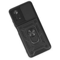 Newface Xiaomi Poco X4 Pro 5G Kılıf Pars Lens Yüzüklü Silikon - Siyah