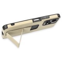 Newface Xiaomi Poco X5 5G Kılıf Mega Standlı Silikon - Gold