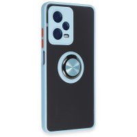 Newface Xiaomi Poco X5 5G Kılıf Montreal Yüzüklü Silikon Kapak - Buz Mavi