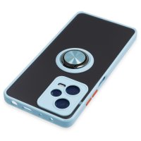 Newface Xiaomi Poco X5 5G Kılıf Montreal Yüzüklü Silikon Kapak - Buz Mavi