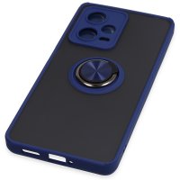 Newface Xiaomi Poco X5 5G Kılıf Montreal Yüzüklü Silikon Kapak - Lacivert