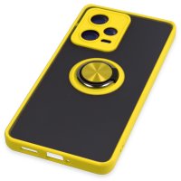 Newface Xiaomi Poco X5 5G Kılıf Montreal Yüzüklü Silikon Kapak - Sarı