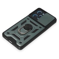 Newface Xiaomi Poco X5 Pro 5G Kılıf Pars Lens Yüzüklü Silikon - Yeşil