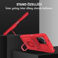 Newface Xiaomi Poco X5 Pro 5G Kılıf Zuma Kartvizitli Yüzüklü Silikon - Kırmızı