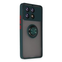 Newface Xiaomi Poco X6 Pro Kılıf Montreal Yüzüklü Silikon Kapak - Yeşil