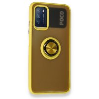 Newface Xiaomi Pocophone M3 Kılıf Montreal Yüzüklü Silikon Kapak - Sarı