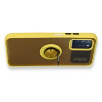 Newface Xiaomi Pocophone M3 Kılıf Montreal Yüzüklü Silikon Kapak - Sarı