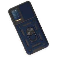 Newface Xiaomi Pocophone M3 Kılıf Pars Lens Yüzüklü Silikon - Lacivert