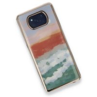 Newface Xiaomi Pocophone X3 Kılıf Çiçekli Silikon - Turkuaz