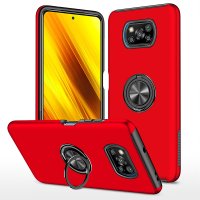 Newface Xiaomi Pocophone X3 Pro Kılıf Elit Yüzüklü Kapak - Kırmızı