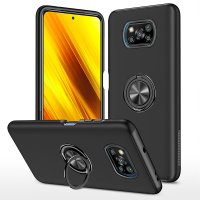 Newface Xiaomi Pocophone X3 Kılıf Elit Yüzüklü Kapak - Siyah