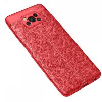 Newface Xiaomi Pocophone X3 Kılıf Focus Derili Silikon - Kırmızı