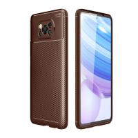 Newface Xiaomi Pocophone X3 Kılıf Auto Focus Karbon Kapak - Kahverengi
